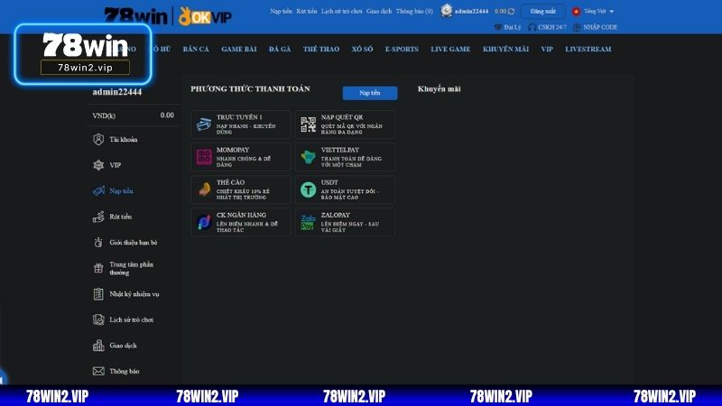 Bật mí quy trình nạp tiền siêu nhanh, siêu chuẩn tại 78WIN