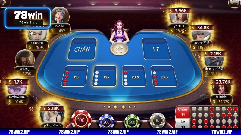 Giao diện xóc đĩa online tại 78WIN đầy cuốn hút