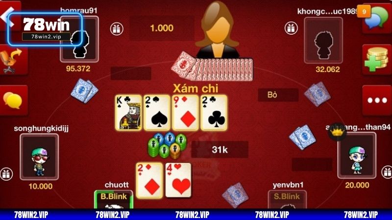 Màn hình hiển thị bảng xếp hạng người chơi bài cào rùa